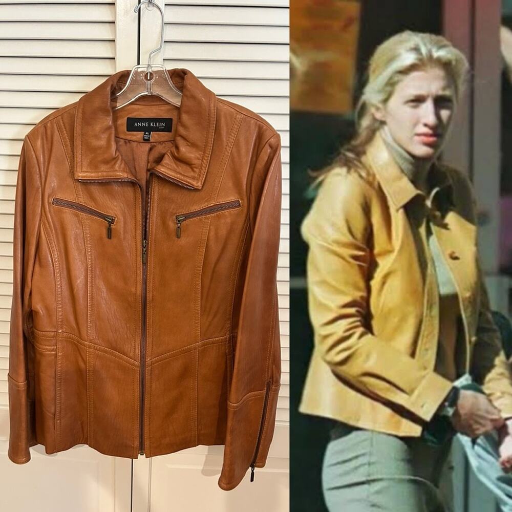 Vintage 90s Y2K Anne Klein Brown Leather Jacket